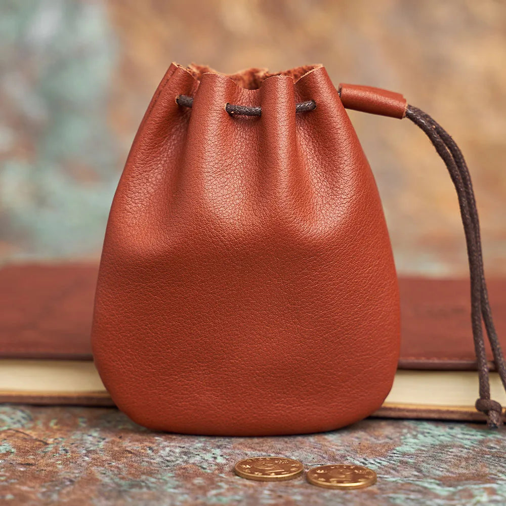 brown retro genuine leather coin purse