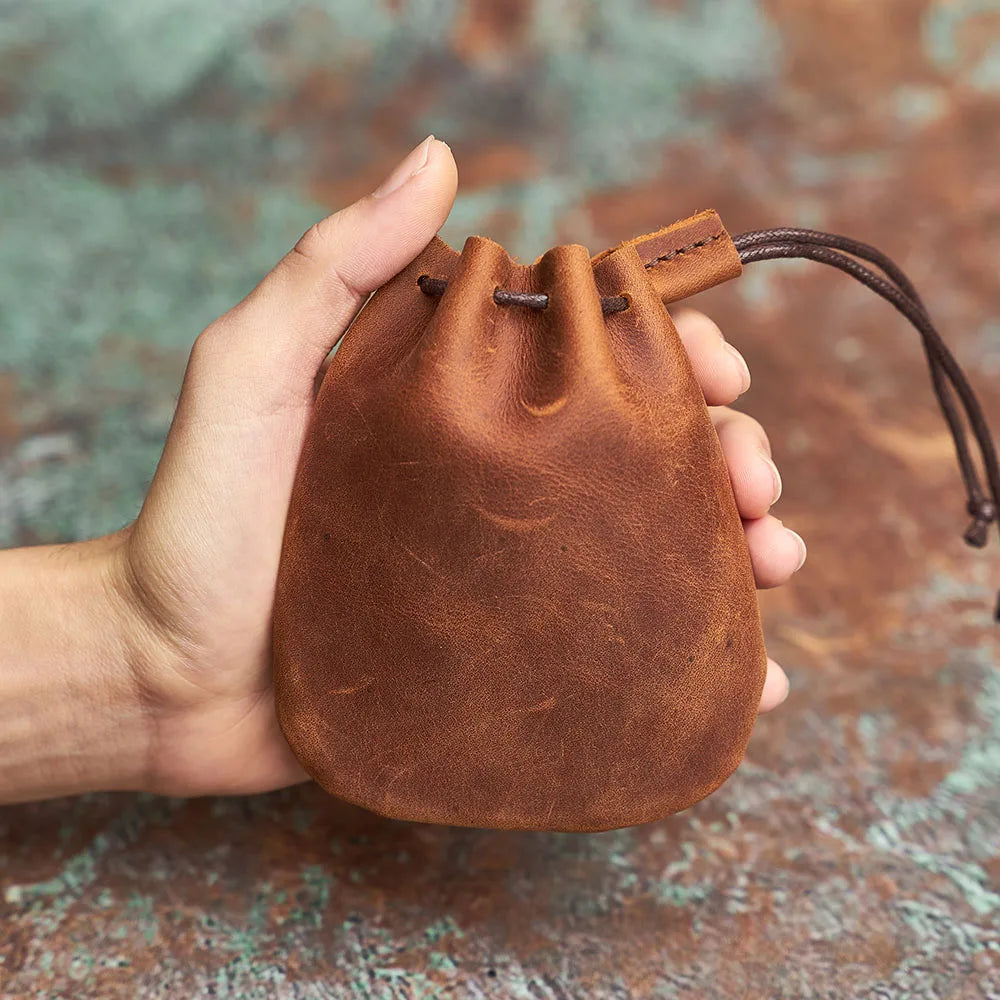 brown retro genuine leather coin purse