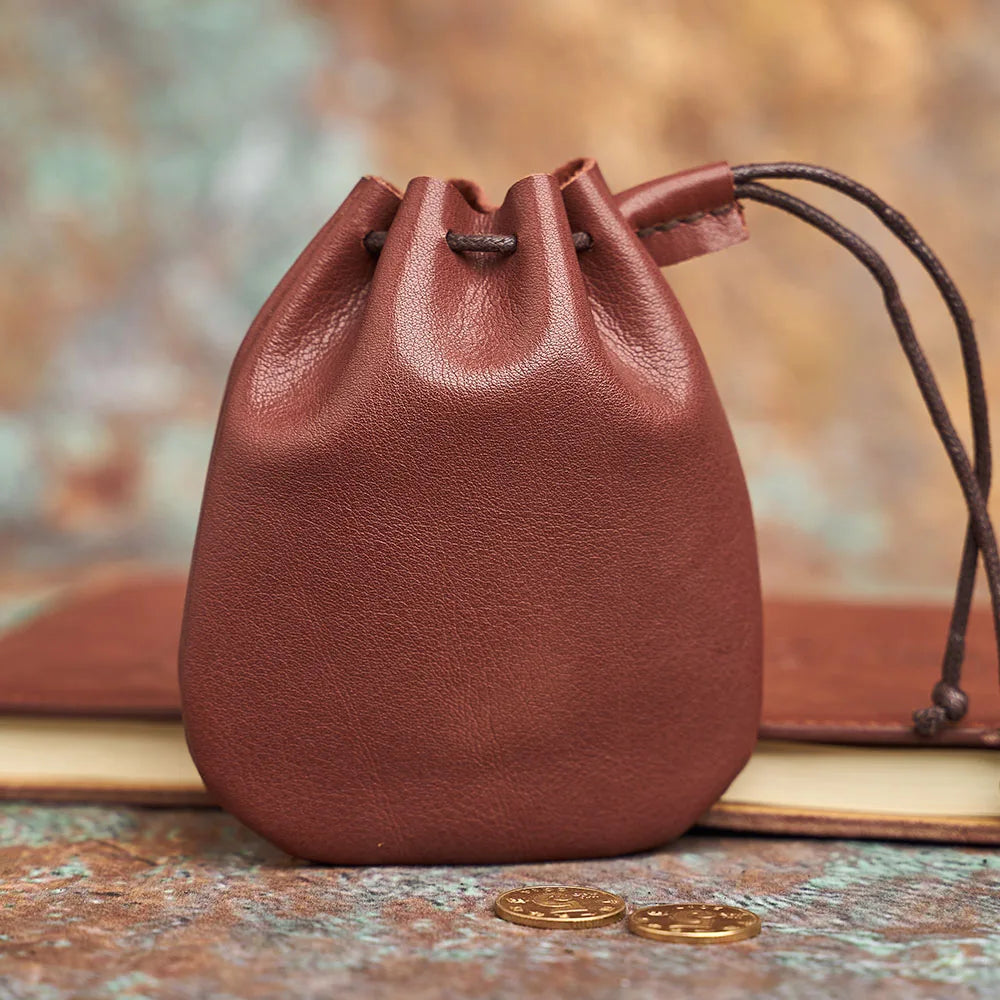 brown retro genuine leather coin purse