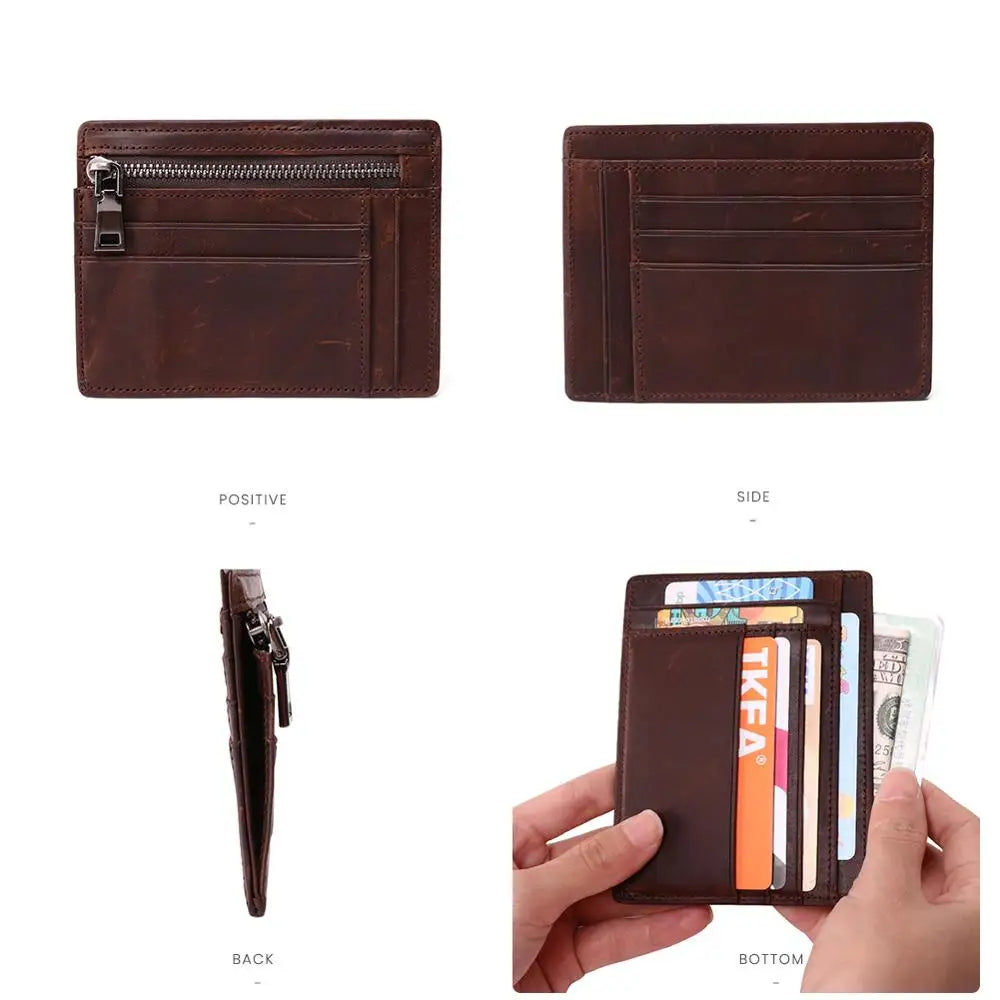 brown genuine leather coin and cardholder wallet purse