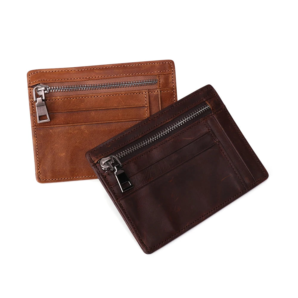 brown genuine leather coin and cardholder wallet purse