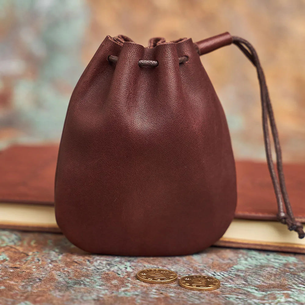 brown retro genuine leather coin purse