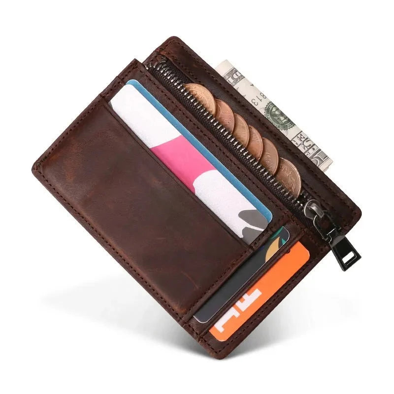 brown genuine leather coin and cardholder wallet purse