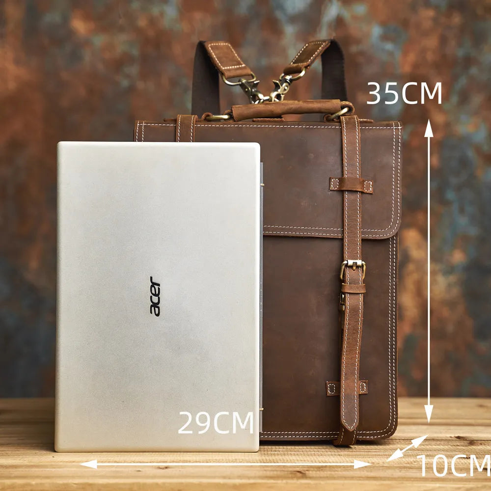 brown genuine leather laptop bag