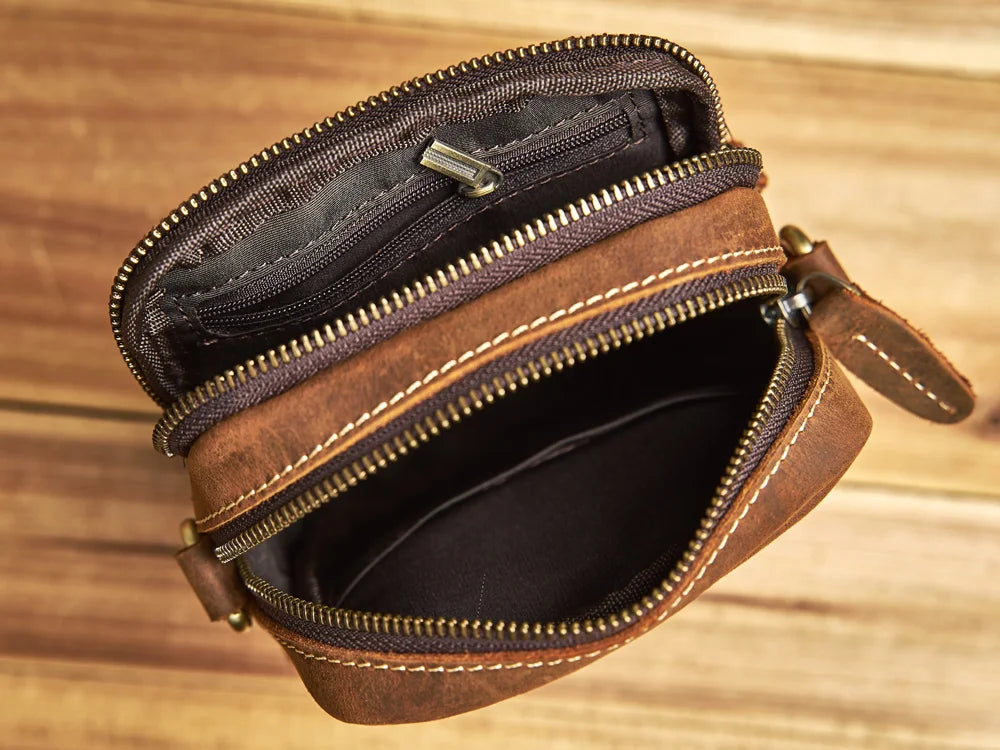 brown genuine leather coin purse