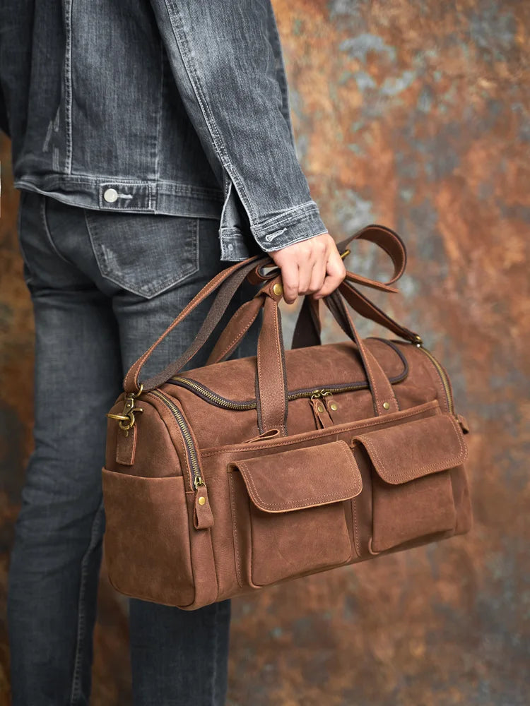 nomads genuine leather weekend bag