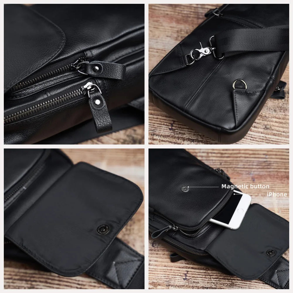 black genuine leather cross body bag