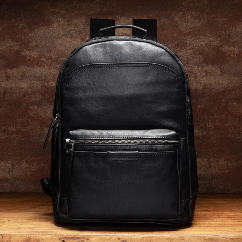 black genuine leather backpack