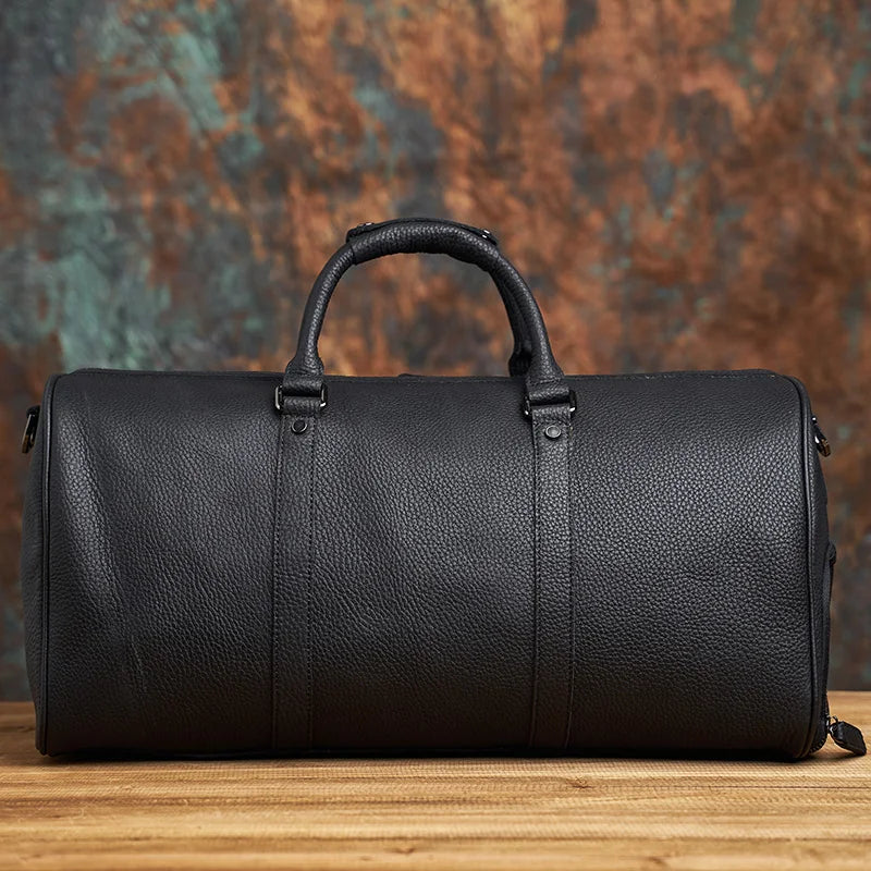 black minimalist nomads genuine leather weekend bag duffle bag