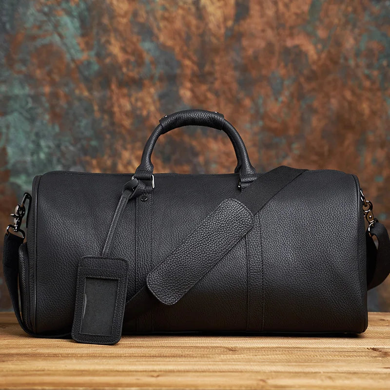 black minimalist nomads genuine leather weekend bag duffle bag