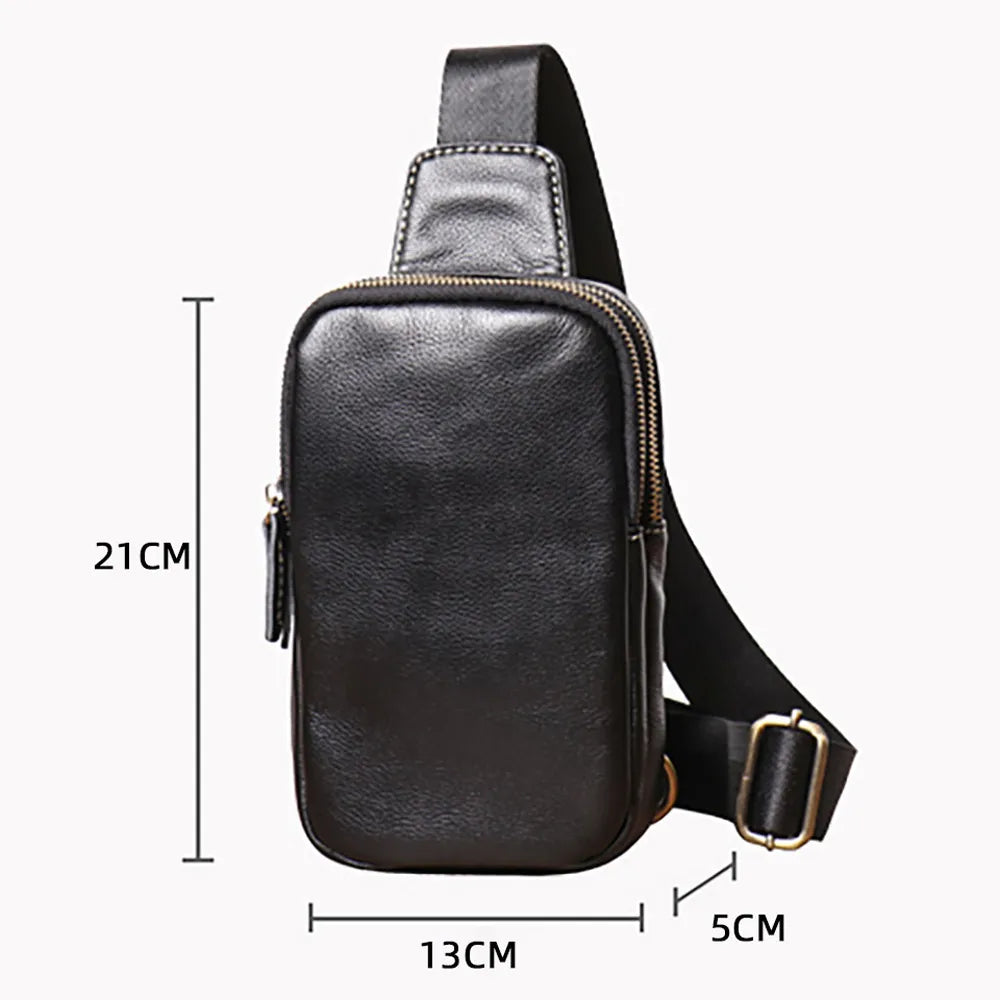 black genuine leather chest bag