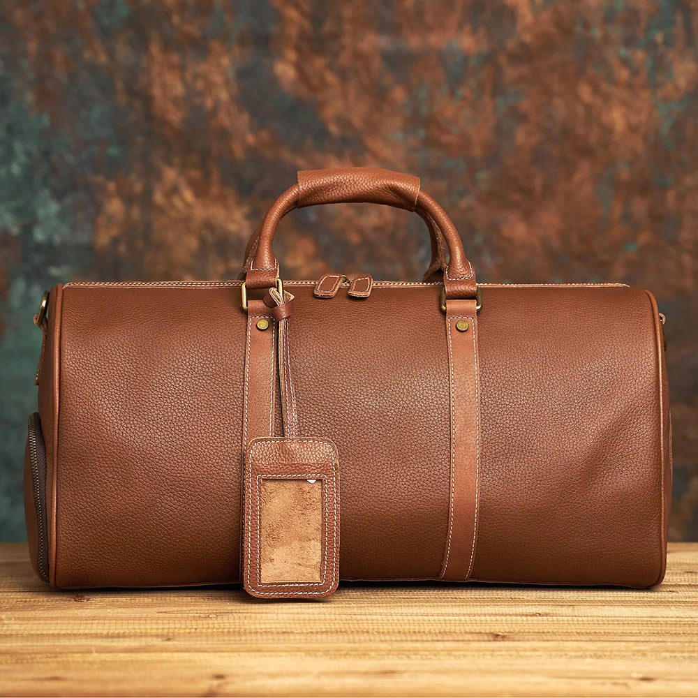 brown minimalist nomads genuine leather weekend bag duffle bag