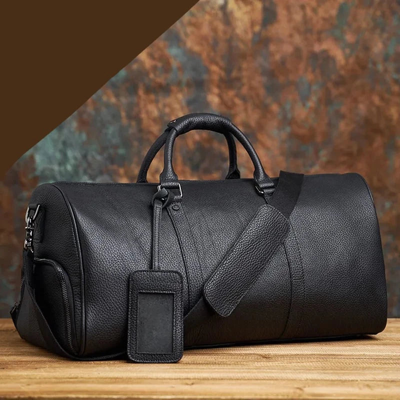 black minimalist nomads genuine leather weekend bag duffle bag