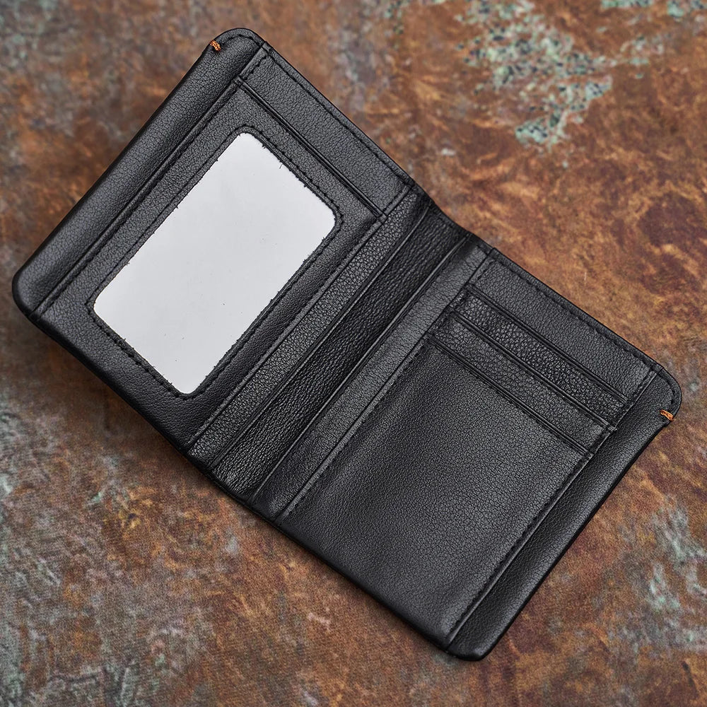 black genuine leather mens wallet