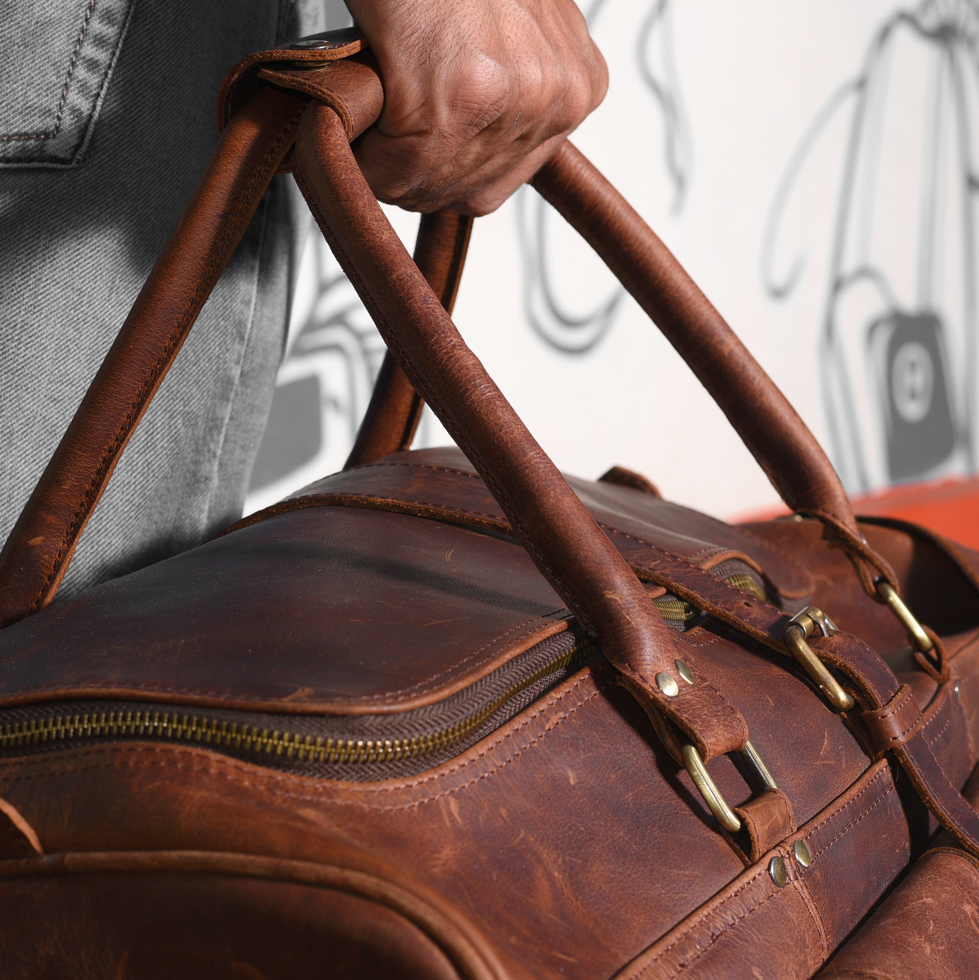 nomads genuine leather duffle bag