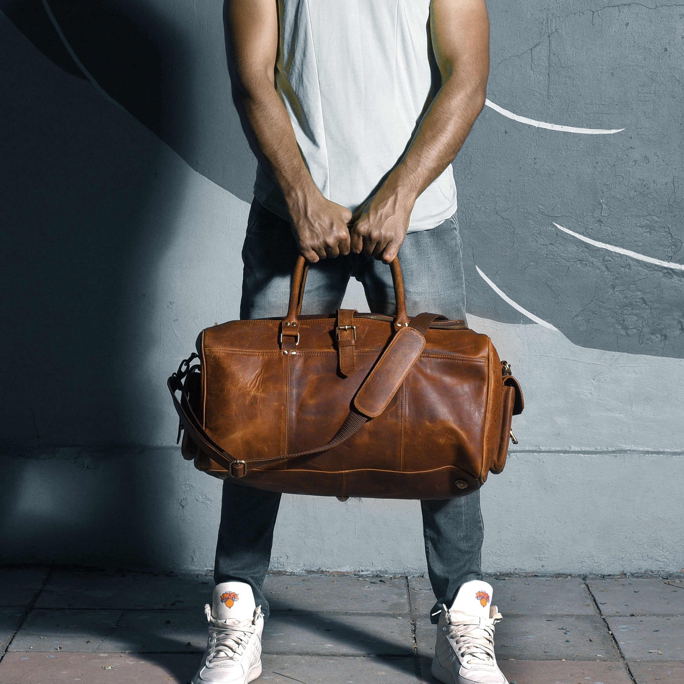 nomads genuine leather weekender bag